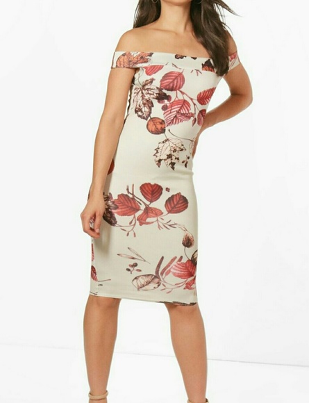 NWT Fall Leaves Off Shoulder Dress US Size Small - Picture 3 of 7